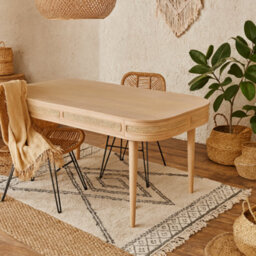 Wyld Haus Chicago Cane And Carved Mango Wood 6-Seater Dining Table - thumbnail 2