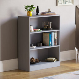 Lassic Vida Designs Cambridge Grey 3 Tier Low Bookcase Freestanding Shelving Unit (H)750mm (W)600mm (D)240mm