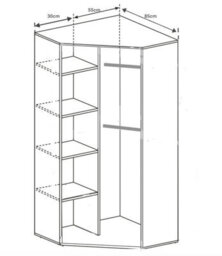 Furneo Modern White High Gloss & Matt Corner Wardrobe Bedroom Closet Sotrage With Led Light Clifton 14 - thumbnail 4