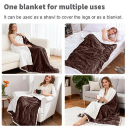 Aspire Homeware Coffee Sherpa Fleece Sofa Throw Blanket, Super King (L)270Cm X (W)230Cm - thumbnail 3