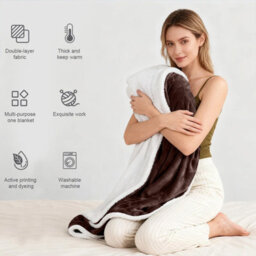 Aspire Homeware Coffee Sherpa Fleece Sofa Throw Blanket, Super King (L)270Cm X (W)230Cm - thumbnail 5