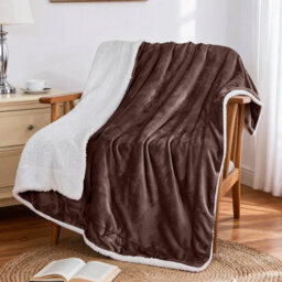 Aspire Homeware Coffee Sherpa Fleece Sofa Throw Blanket, Super King (L)270Cm X (W)230Cm - thumbnail 2