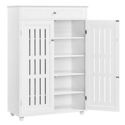 Yaheetech White 5-Tier Shoe Storage Cabinet With Louvered Door - thumbnail 2