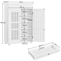 Yaheetech White 5-Tier Shoe Storage Cabinet With Louvered Door - thumbnail 3