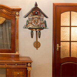 Vintage Wooden Cuckoo Wall Clock Chiming Black Forest - thumbnail 4