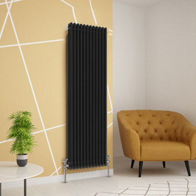 Planet Radiators 3 Columns 1800 X 560mm Cast Iron Style Radiator Black