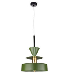 Luminosa Lighting Luminosa Valia Dome Pendant Ceiling Light Green, Gold 1X E27 - thumbnail 1