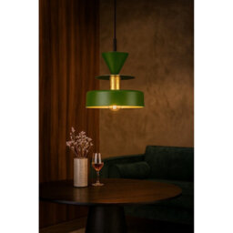 Luminosa Lighting Luminosa Valia Dome Pendant Ceiling Light Green, Gold 1X E27 - thumbnail 2