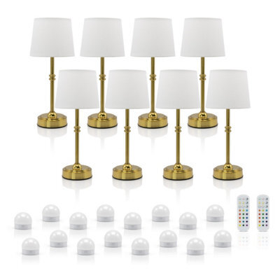Auraglow Omniance Siena Rechargeable Wireless Table Lamp With Remote - 8 Lamps, 16 Light Sources, 2 Remotes - image 1
