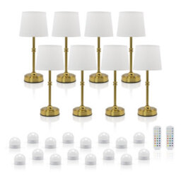 Auraglow Omniance Siena Rechargeable Wireless Table Lamp With Remote - 8 Lamps, 16 Light Sources, 2 Remotes - thumbnail 1
