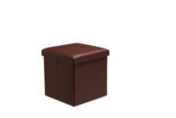 Faux Leather Storage Ottoman Storage Box With Lid Foldable - 38X38X38Cm Square Brown