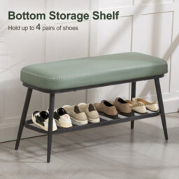 Homcom Shoe Bench, Pu Leather Shoe Storage Bench For Entryway, Green - thumbnail 5