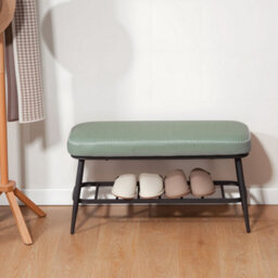 Homcom Shoe Bench, Pu Leather Shoe Storage Bench For Entryway, Green - thumbnail 9