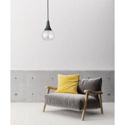 Luminosa Lighting Luminosa Lacrima Slim Pendant Ceiling Light Black Transparent Glass Shade 1X E27 - thumbnail 3