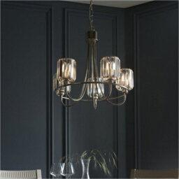 Loops Multi Arm Hanging Ceiling Pendant Light - Bright Nickel Plate & Clear Glass - 5 X 6W Led E14 - thumbnail 3