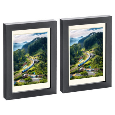 "Nicola Spring Photo Frames With 4"" X 6"" Mount - 5"" X 7"" - Black/ivory - Pack Of 2" - image 1