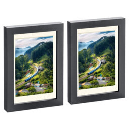 "Nicola Spring Photo Frames With 4"" X 6"" Mount - 5"" X 7"" - Black/ivory - Pack Of 2" - thumbnail 1