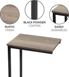 House Of Home Side Table C Shaped Metal Modern Rustic Top Black Frame Coffee Sofa Bed Snack - thumbnail 8