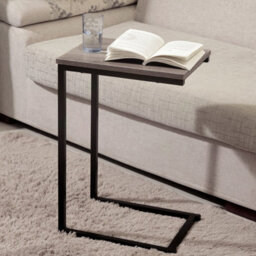 House Of Home Side Table C Shaped Metal Modern Rustic Top Black Frame Coffee Sofa Bed Snack - thumbnail 4