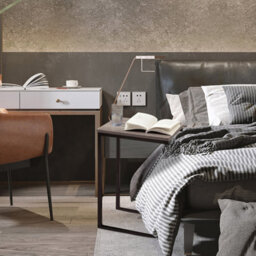 House Of Home Side Table C Shaped Metal Modern Rustic Top Black Frame Coffee Sofa Bed Snack - thumbnail 3