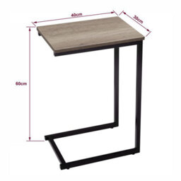 House Of Home Side Table C Shaped Metal Modern Rustic Top Black Frame Coffee Sofa Bed Snack - thumbnail 2