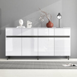 Btm White Sideboard Storage Cabinet With 4 Doors 4 Drawers Adjustable Shelves For Living Room And Kitchen - thumbnail 4