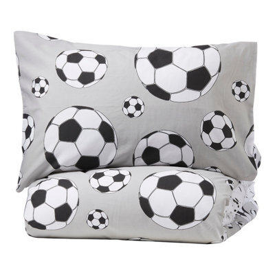 Football Grey & White Single Duvet Cover & Pillow Case Set - image 1