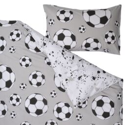 Football Grey & White Single Duvet Cover & Pillow Case Set - thumbnail 4