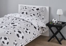 Football Grey & White Single Duvet Cover & Pillow Case Set - thumbnail 2