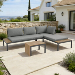 More4Homes Tampa Garden Corner Sofa Outdoor Sofa Set With Table (Grey) - thumbnail 1