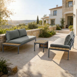 More4Homes Tampa Garden Corner Sofa Outdoor Sofa Set With Table (Grey) - thumbnail 3