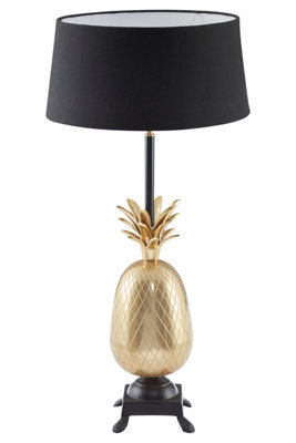 Orsina Pineapple Table Lamp With Black Tapered Shade, Textured Antique Brass Base With Pedestal Foot, Accent Lamp - image 1