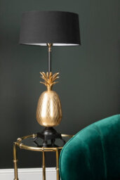 Orsina Pineapple Table Lamp With Black Tapered Shade, Textured Antique Brass Base With Pedestal Foot, Accent Lamp - thumbnail 4