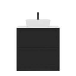 Royal Bathrooms Royal Bathroom Elmore 800mm Matt Nocturne Black Freestanding Bathroom Vanity Unit 2 Drawer Plain White Worktop With Cube Basin - thumbnail 7