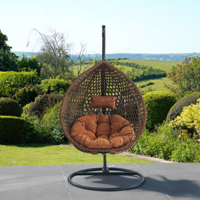 Sunbury Hanging Swing Single Egg Pod Chair - Brown