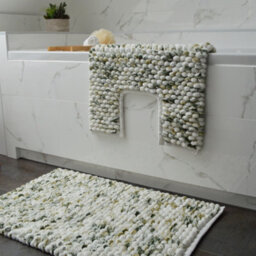 Allure Bath Fashions Marl Chunky Bobble Pedestal Toilet Mat Non Slip - Green - thumbnail 3