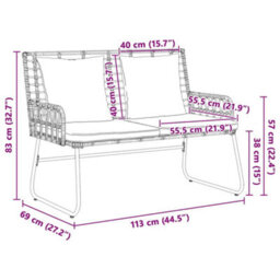 Walplus Garden Bench Brown And Cream Poly Rattan, Steel - thumbnail 9