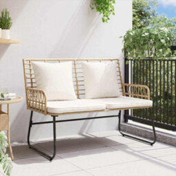 Walplus Garden Bench Brown And Cream Poly Rattan, Steel - thumbnail 3
