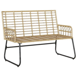 Walplus Garden Bench Brown And Cream Poly Rattan, Steel - thumbnail 4