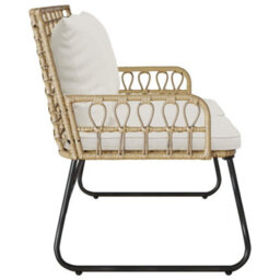 Walplus Garden Bench Brown And Cream Poly Rattan, Steel - thumbnail 6