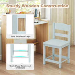 Costway Kids Study Desk And Chair Set Children Writing Desk W/ Hutch-Green - thumbnail 5