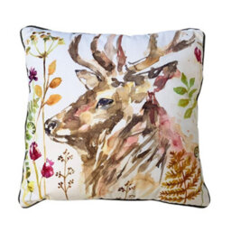 Jennifer Rose Stag Filled Cushion White/multicoloured (40Cm X 40Cm)