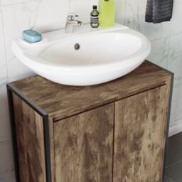 Lana Matt Brown Freestanding Double Bathroom Sink Cabinet (H) 650mm (W) 600mm - thumbnail 5