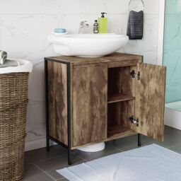 Lana Matt Brown Freestanding Double Bathroom Sink Cabinet (H) 650mm (W) 600mm - thumbnail 9