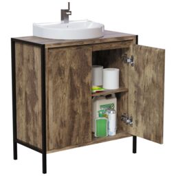 Lana Matt Brown Freestanding Double Bathroom Sink Cabinet (H) 650mm (W) 600mm - thumbnail 3