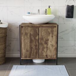 Lana Matt Brown Freestanding Double Bathroom Sink Cabinet (H) 650mm (W) 600mm - thumbnail 6