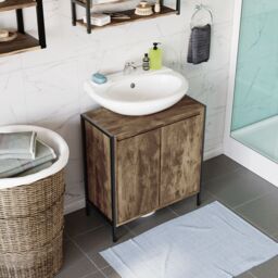 Lana Matt Brown Freestanding Double Bathroom Sink Cabinet (H) 650mm (W) 600mm - thumbnail 7