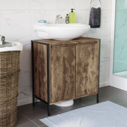 Lana Matt Brown Freestanding Double Bathroom Sink Cabinet (H) 650mm (W) 600mm - thumbnail 4
