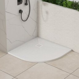 Royal Bathrooms Luxor Quadrant White Slate Effect Stone Shower Tray 800 X 800 X 30mm With Waste & White Grate - thumbnail 4