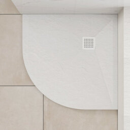 Royal Bathrooms Luxor Quadrant White Slate Effect Stone Shower Tray 800 X 800 X 30mm With Waste & White Grate - thumbnail 5